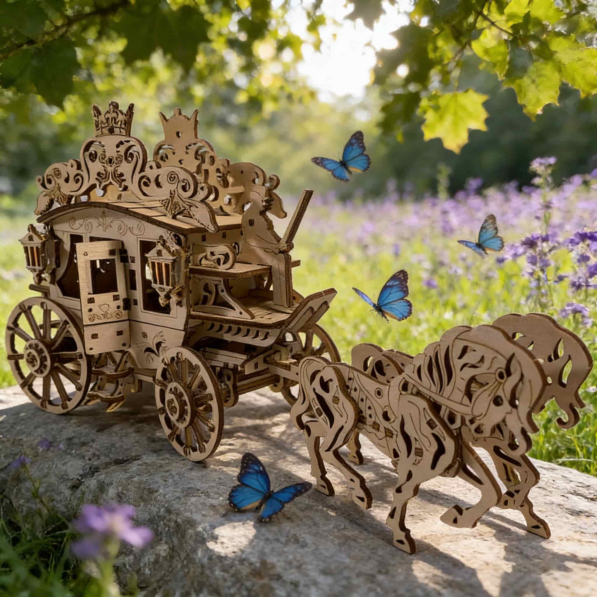 

Luxury Carriage DIY Wooden 3D Puzzle Model Package Creative Holiday and Birth Date Present Toy great for daily use белый