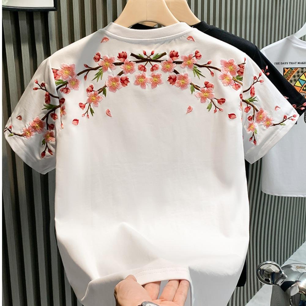 

Chinese Style Summer Fashion Men T-shirt Short-sleeved Embroidered Shirt M чёрный