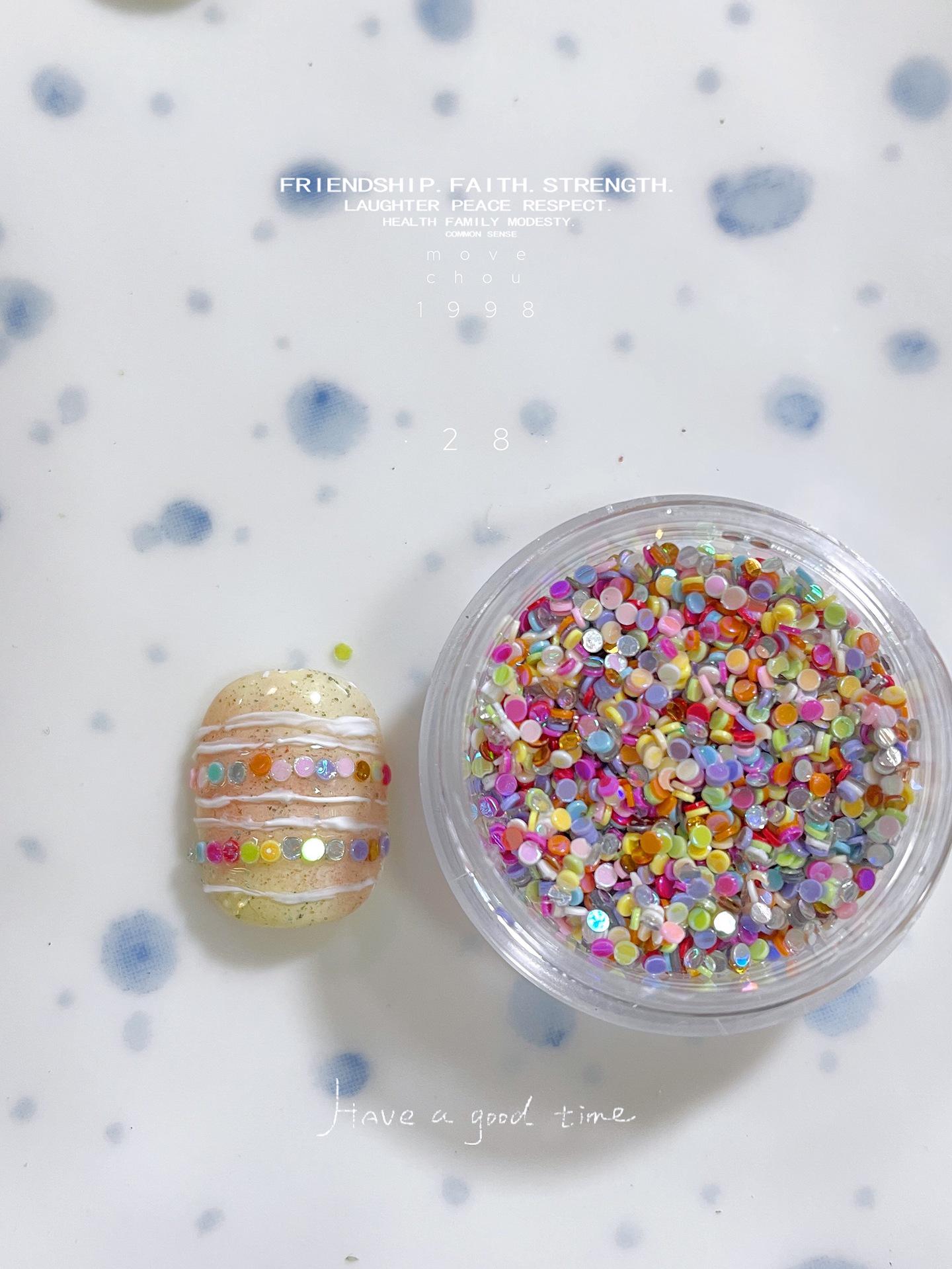 

Korean Style Pink Cartoon Nail Stickers with French Line and Sequins one 8x10cm