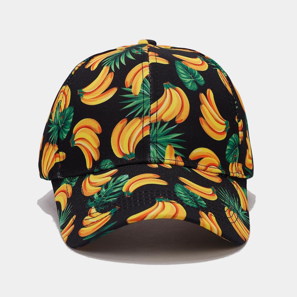 Tropical fruit banana pattern full print baseball cap women's fashion breathable shopping cap men's sports sun hat tide