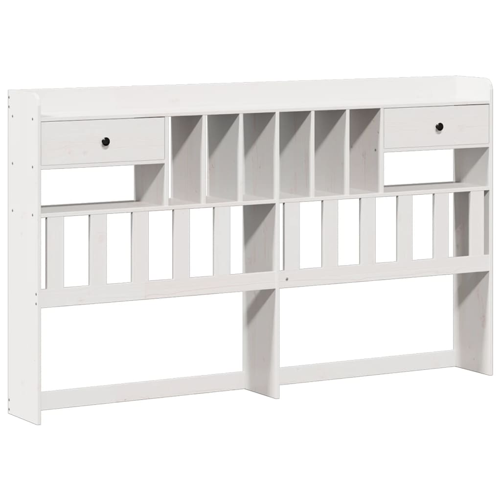 Solid Wood Bed with Shelf Without Mattress White 180x200 Cm Pine