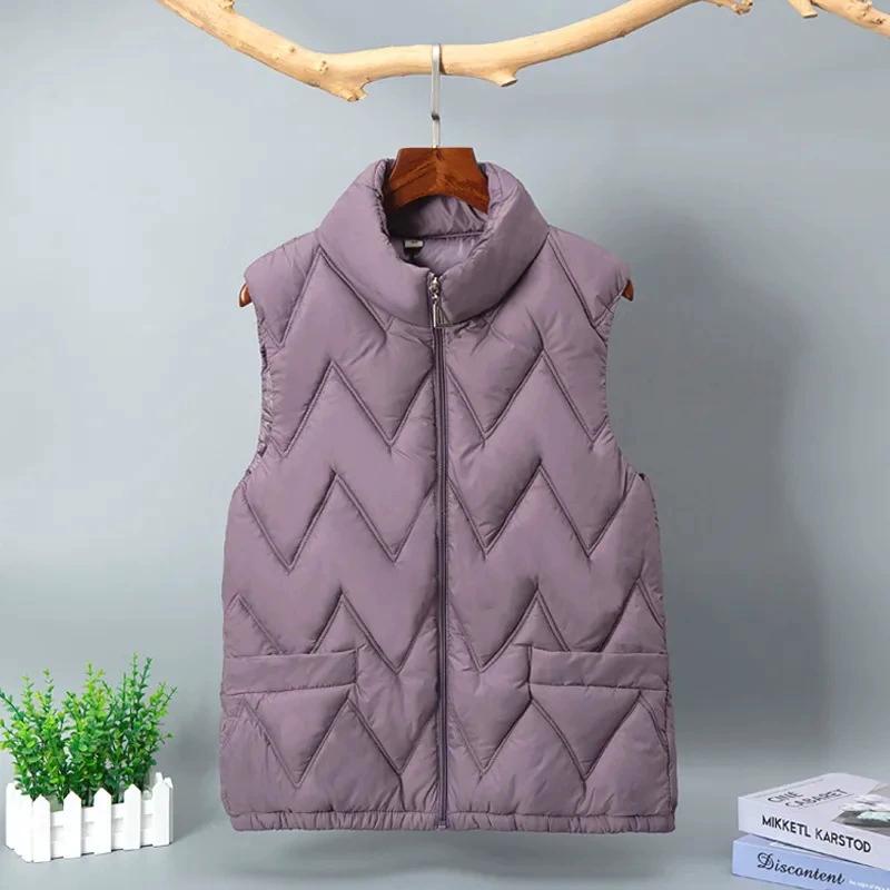 

Ultralight Down Vest Women Single-breasted Sleeveless Female Duck Down Waistcoat Puffer Feather Padded Warm Jacket Vest Cardigan Fashion Coats XL