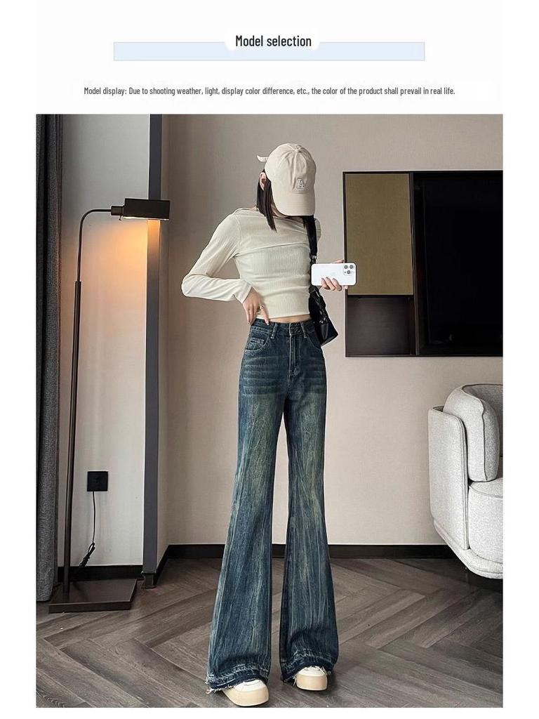 Women's Slimming Velvet Flare Jeans - Wide Leg, Horseshoe Style for 2025/26 Autumn/Winter and Spring