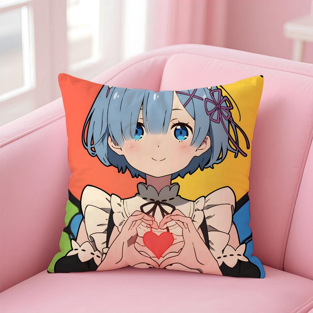 Emotionally R-Rezero Starting Life In Another Worlds Cushion Cover Pillow Case Soft Friendly Fabric & Concealed Zipper