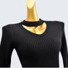 and Winter Halterneck V-neck Slim-Fit Long Sleeve Knitting Sweater Pullover All-Matching Thread Pure Color Bottoming Shirt Women's Clothing Tops