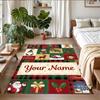 Christmas Custom Name Printed Square Area Rug Soft Non Slip Floor Carpet For Bedroom Holiday Gift