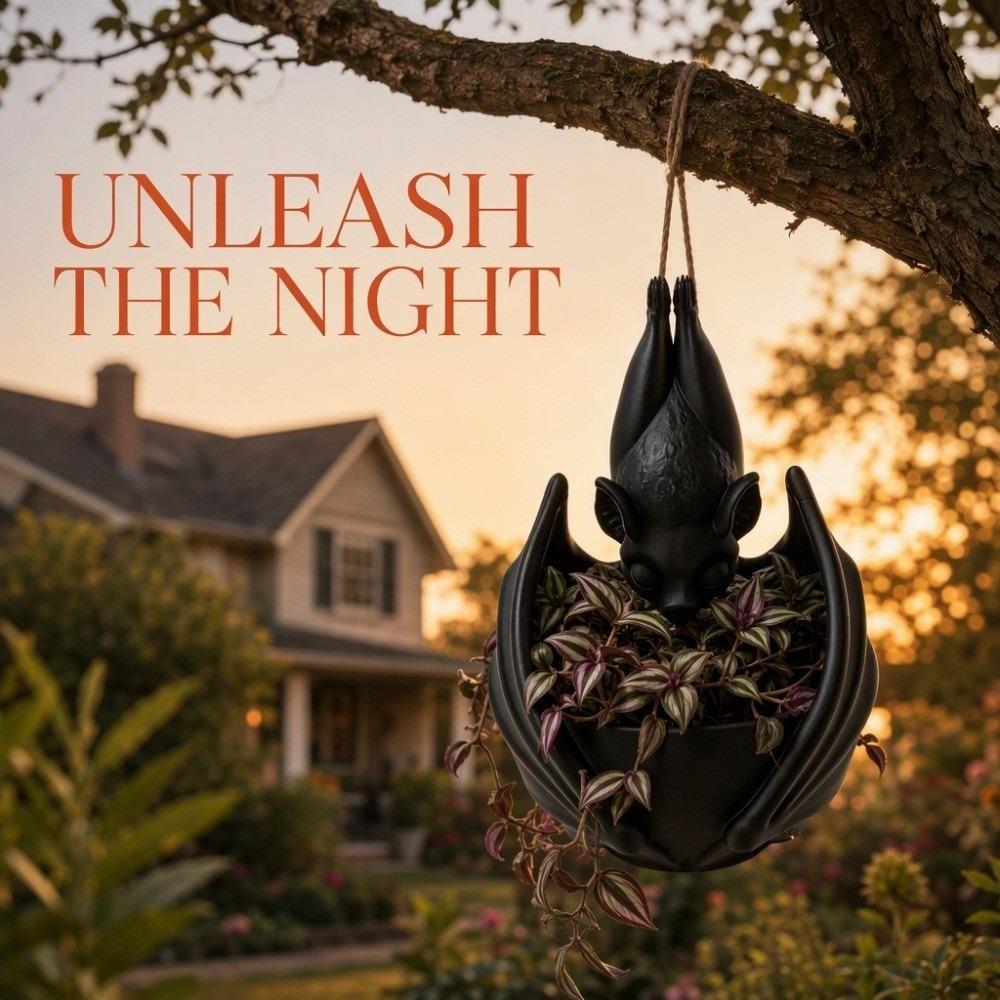 Plastic Hanging Bat Plant Pot Gothic Style Hanging Flower Pot Bat Hanging Planter Outdoor Garden