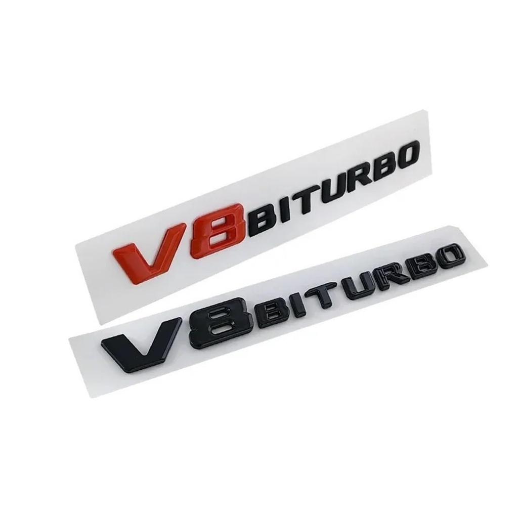 ABS Car Badge Rear Trunk Letters Emblem Sticker Decoration for V8 BITURBO CLA35 G350d GLE63 W140 W177 W213 (Old-Gloss Black)