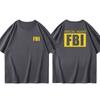 25 Plus Size Cotton Fbi Letter Printed T-shirt Military Style Cotton Jacket Short Sleeved Half Sleeved Casual Round Neck T-shirt
