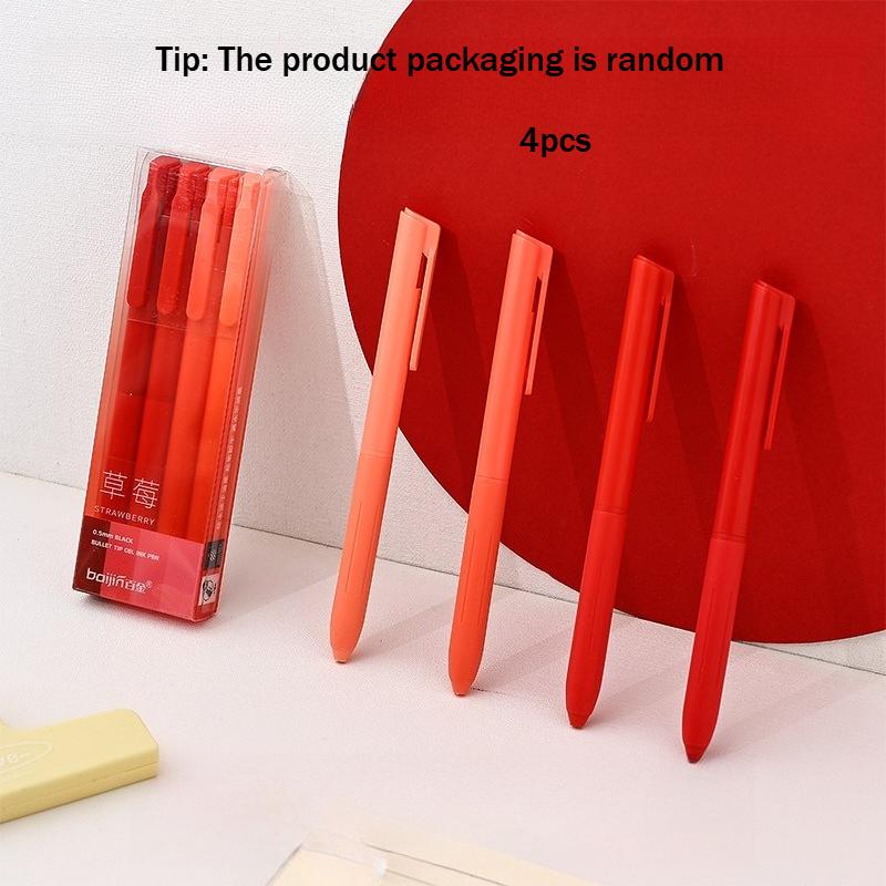 12pcs/4pcs Fruit Series Neutral Pen Fresh Set | Black Ink 0.5Mm Bullet Tip Smooth And Non-Bleeding | 12-Color Pen Bodies
