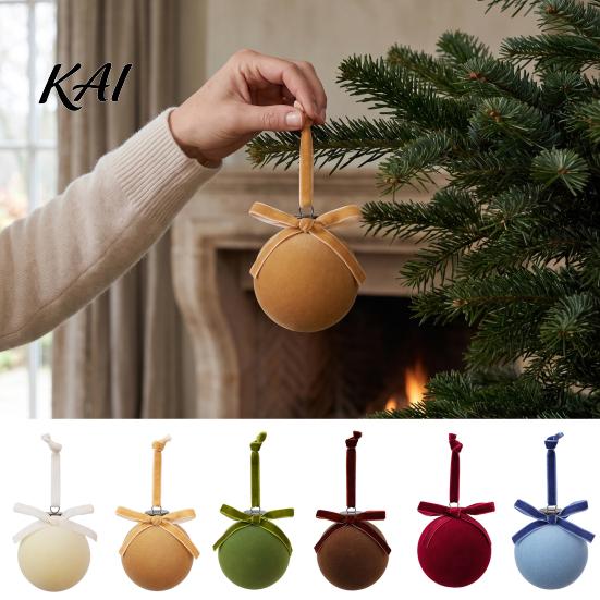 Velvet Christmas Tree Balls 15Pcs Flocking Ball Hanging Ornaments with Bow Decor, Retro Flocked Luxury Holiday Baubles Bubbles for Home Decoration,