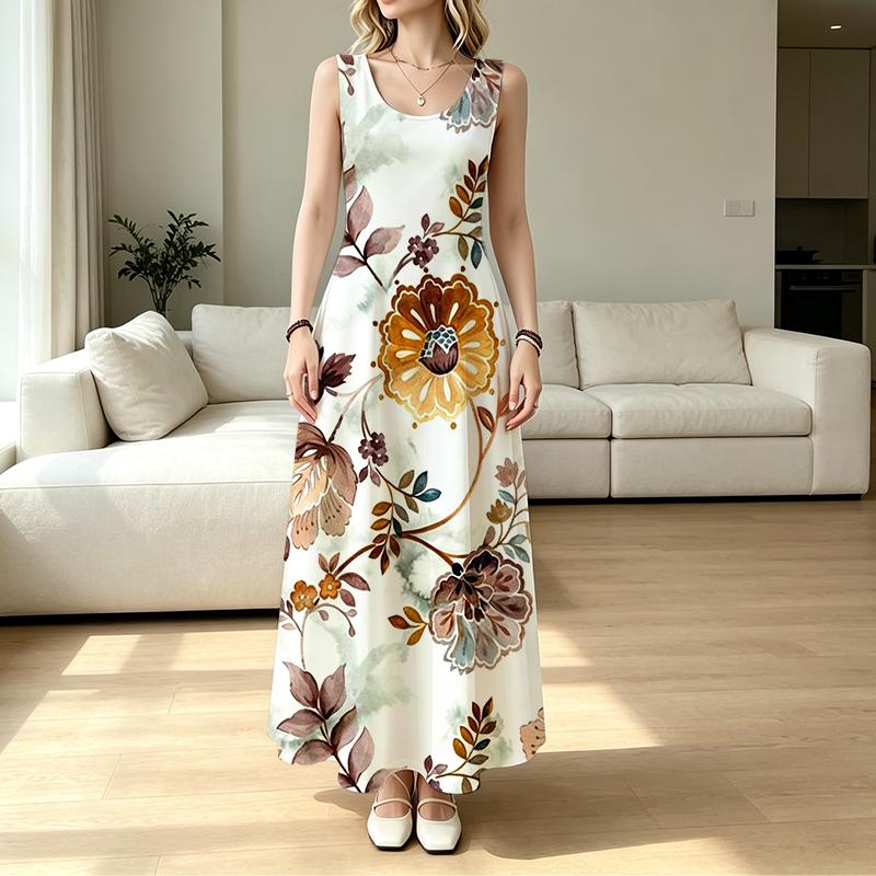 Women's Beach Maxi Dress,Sleeveless Flowy Hem,Soft Comfort Fabric,Fashion & Versatile for Seaside Vacation,Daily Casual,Party,Social Occasions