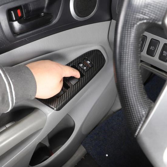 ABS Carbon Fiber Window Lift Switch Panel Cover Trim for For Toyota Tacoma11-15