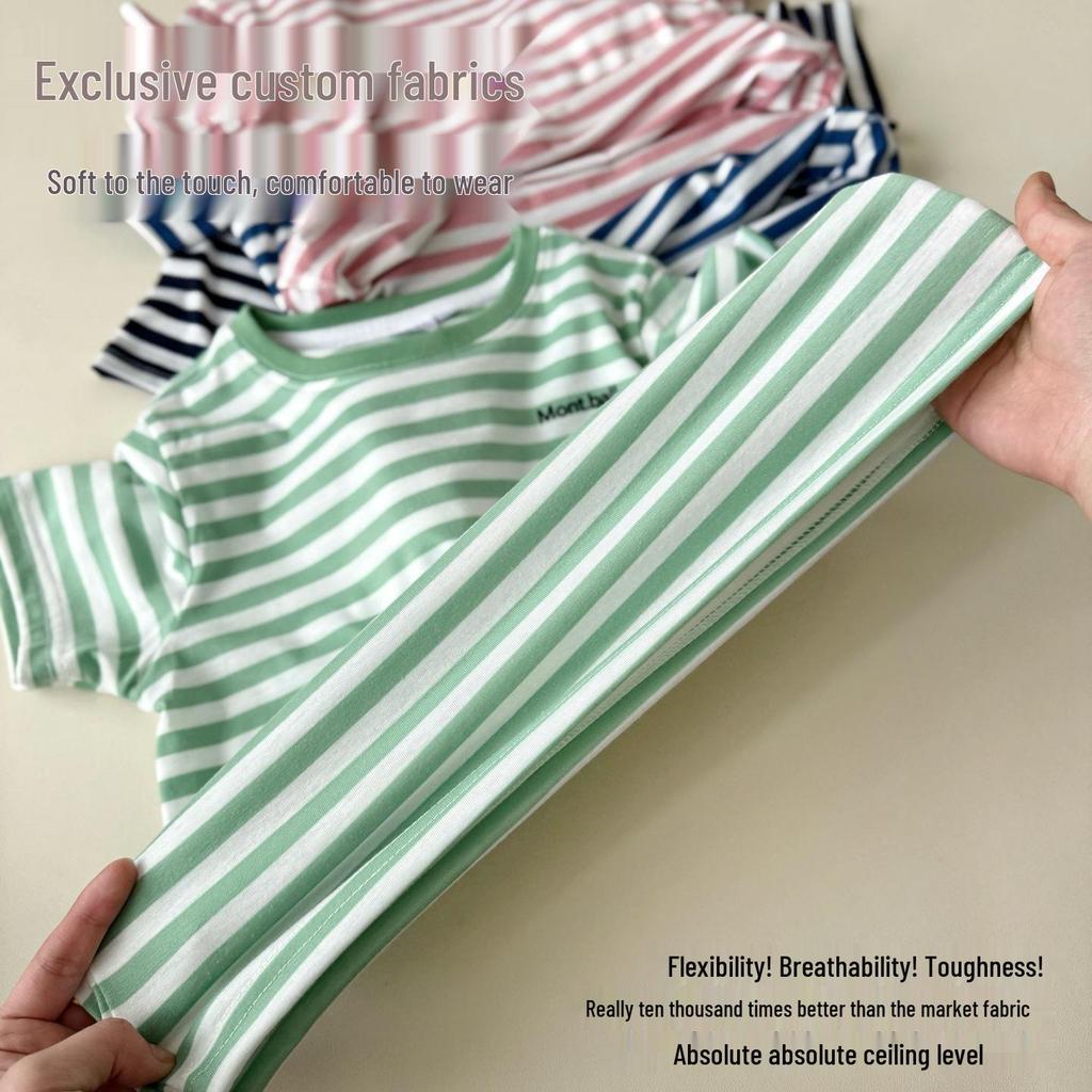 2026 Kids' Classic Summer Short Sleeve Striped Cotton T-Shirt