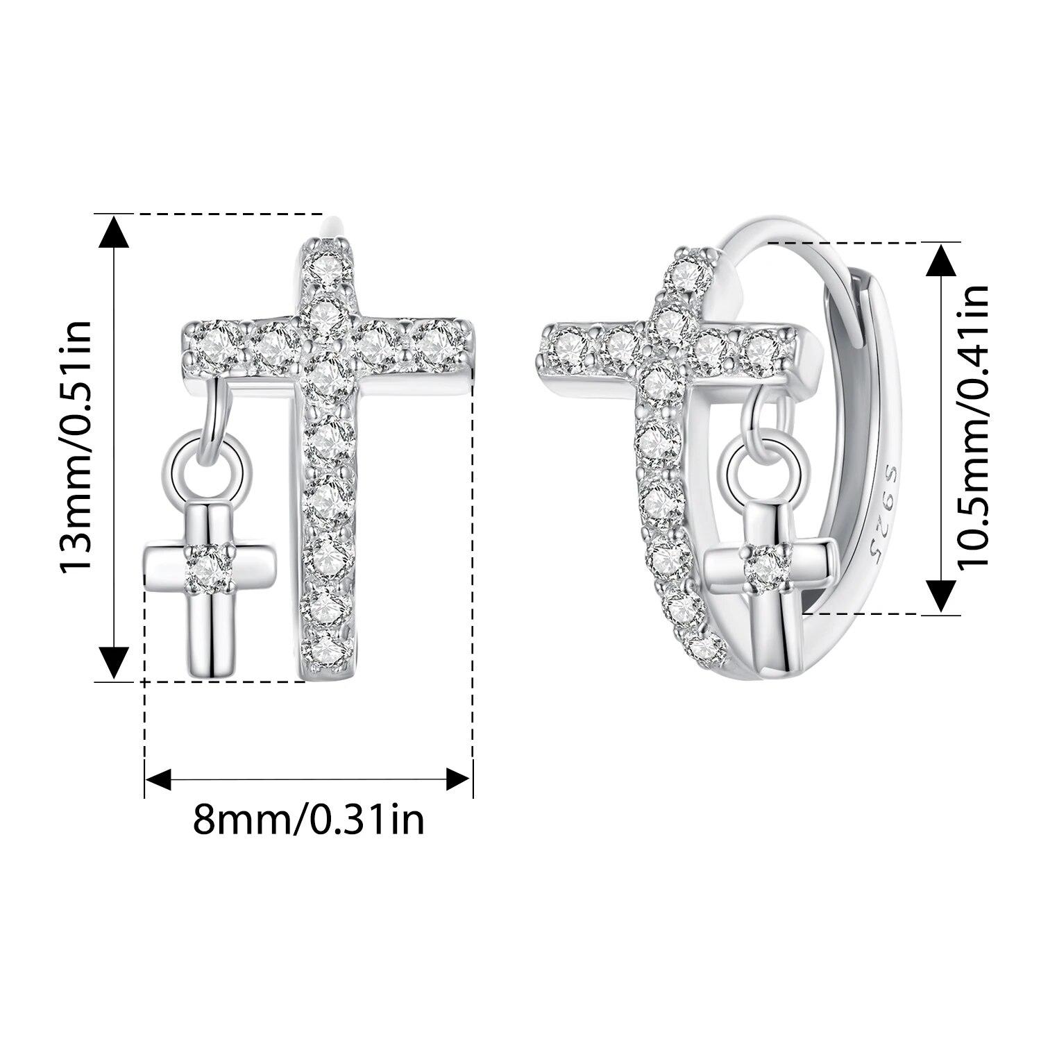 

WOSTU Оригінальні сережки-кільця зі срібла 925 проби, вінтажні пряжки для вух із цирконом, вишукані прикраси для жінок, розкішний подарунок BSE1002