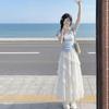 Summer Atmosphere, Wear a Sweet Top, Seaside Lace Splicing Long Skirt, the New Style Is Very Good-looking.