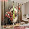 Hedgehog Guitar Curtains Flat Digital Print Blushing Animal Playing Music Red Roses Cozy Living Room Decor Set Of 2 Made Polyester Area