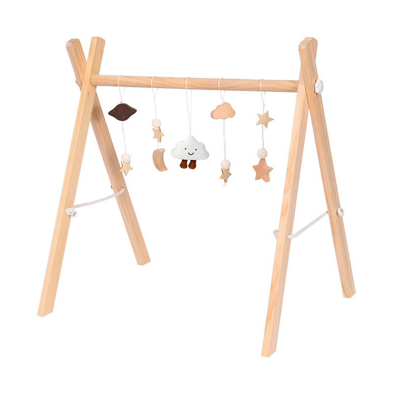 Nordic Wooden Baby Fitness Toy with Bells and Hanging Ornaments
