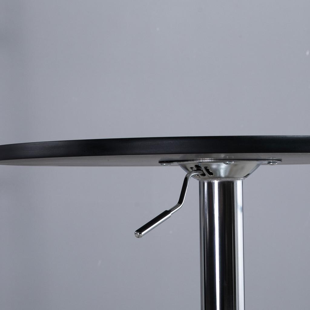 Bar Table, Height Adjustable, Round Non-Slip Base, Ø60 x 69-93 cm, Black
