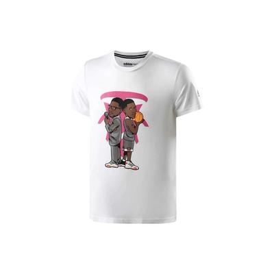 adidas Graphic Print Crew Neck Sports T-Shirt Men Tops White DZ0689