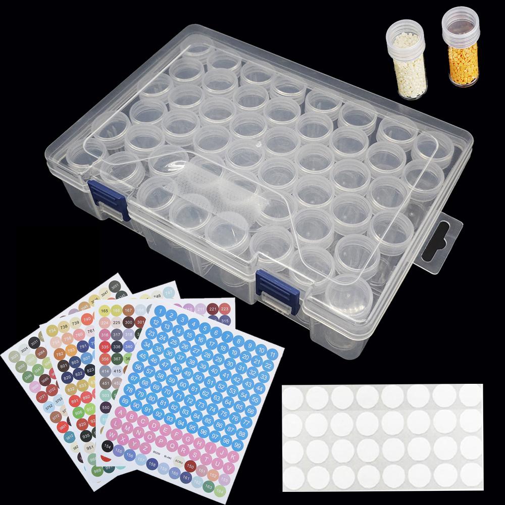 1pc 24/30/48/60/80 Slots Plastic Storage Box, DIY Diamond Painting Beads Charms Jewelry Accessories Organizer Box