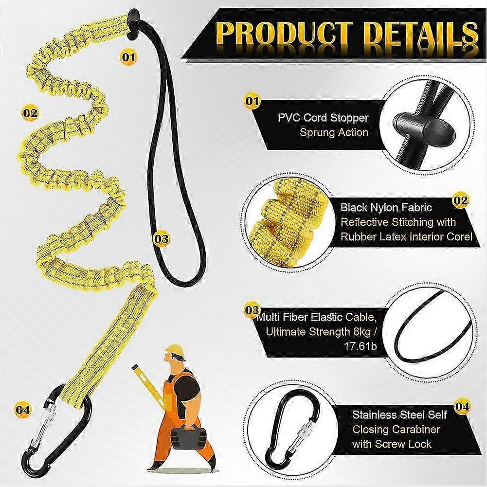 12 Pack Tool Lanyard with Single Metal Buckle and Loop End Yellow
