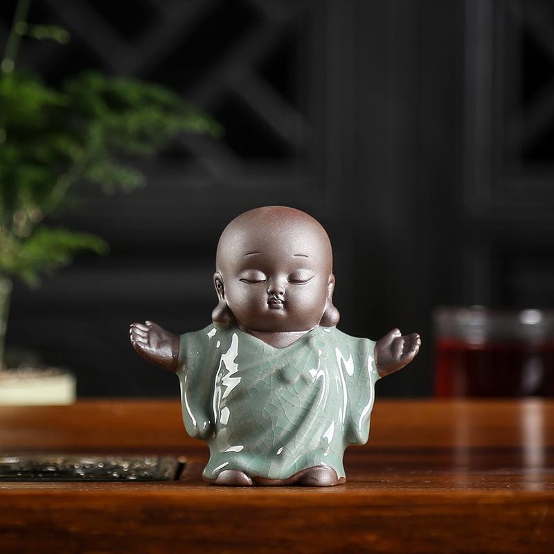 Figurines & Miniatures Monk Tea Pets Zen Living Room Decoration Buddhist Geyao Micro Landscape Home Decor Ceramic Ornaments