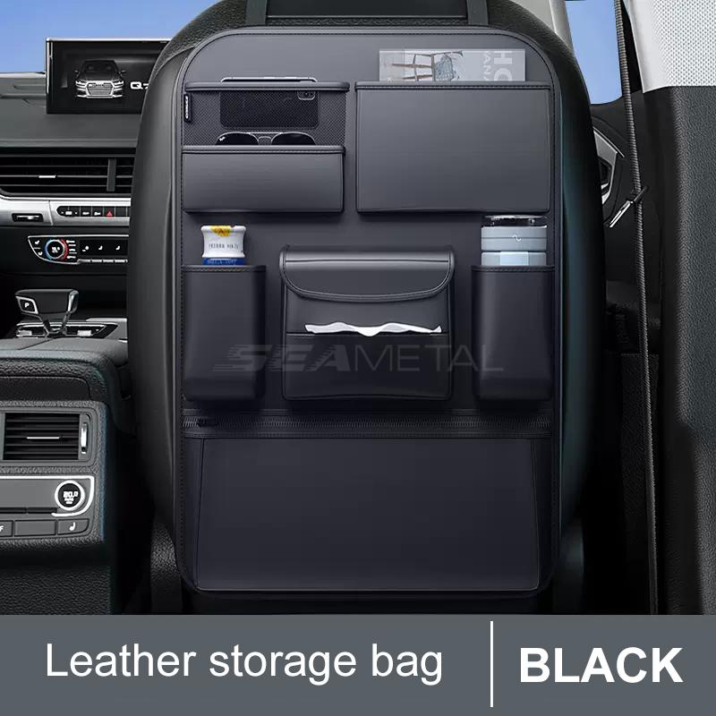 SEAMETAL Car Seat Back Storage Bag Pu Leather Auto Back Seat Organizer Car Tissue Box Multifunctional Car Storage Bag Accessorie