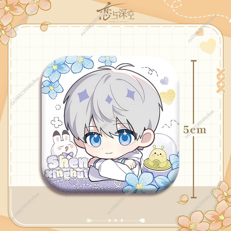 Cartoon Love and Deepspace Sylus Rafayel Zayne Xavier Caleb Cosplay Anime Square Badge Cute Emblem Brooch Pin Gift for Game Fans