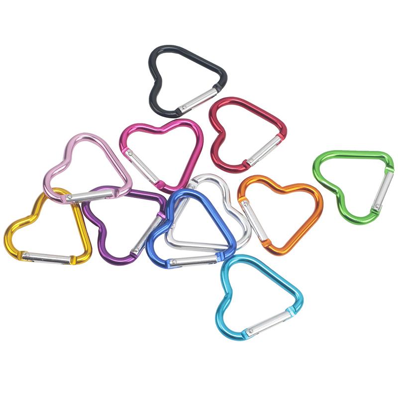 3/6/9/12PCS Heart-shaped Carabiners Random Mix Color Keychain Suitable for Camping Outing Travel Hanging Buckle Hook Gadgets ZYF