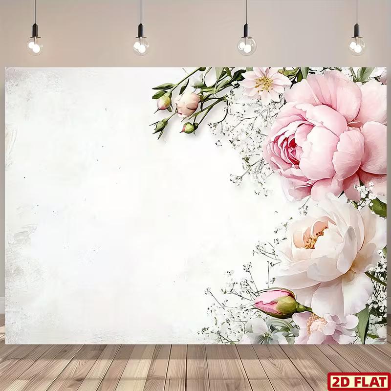 

2D Elegant Minimalist Peony Corner Backdrop Whimsical Photography Prop 47.2x31.5inch/120*80cm