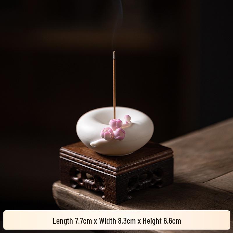 Handcrafted White Porcelain Plum Blossom Incense Holder for Home Decor