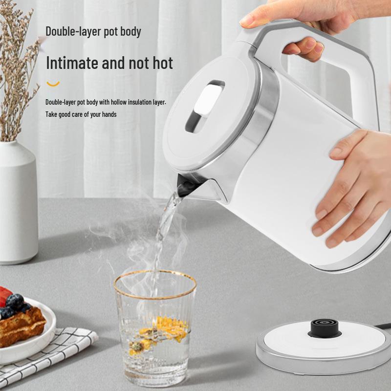 Kuangjia Double-Layer Electric Kettle with Anti-Scald Design, Large Capacity, Auto Power-Off, 110V/220V