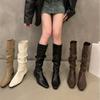 French Temperament But Knee Boots Women's British Style High Knight Boots Inner Height Increase Elastic Thin Boots