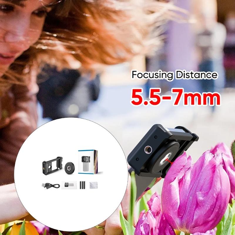 Microscope with LED Fill Lights CPL Filter 100X Digital Microscope Lens Portable Pocket Phone Microscope Lens Attachment