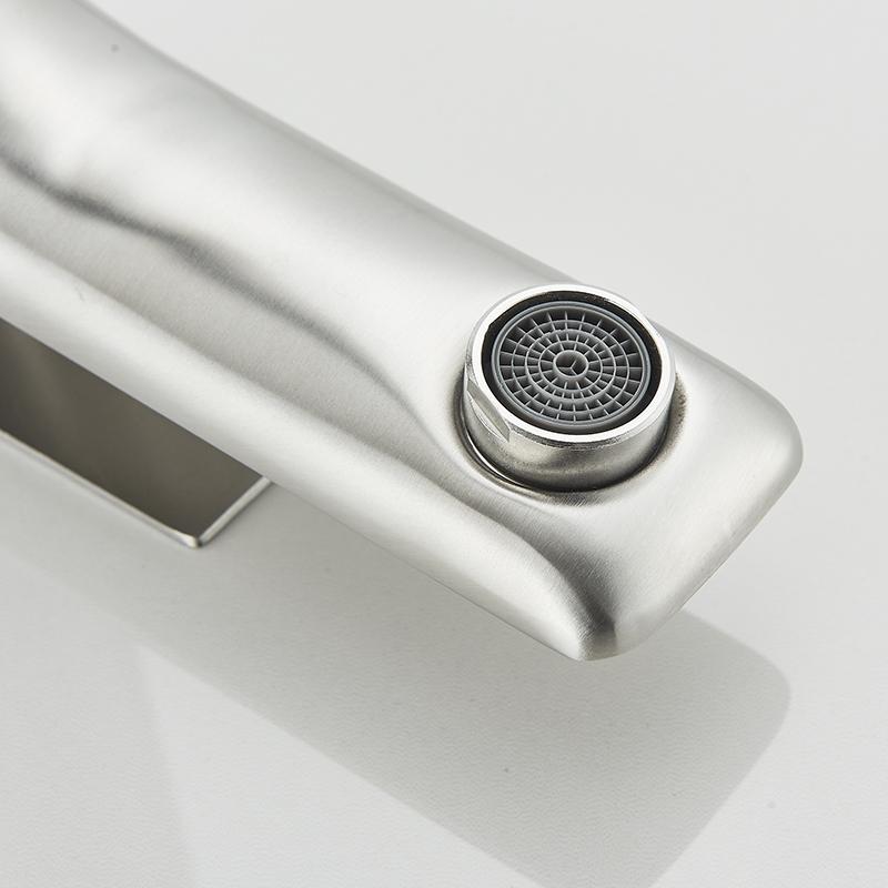 304 Stainless Steel Bathroom Faucets Deck Mounted Hot Cold Mixer Tap Single Cold Lavatory Washing Basin Sink Faucet