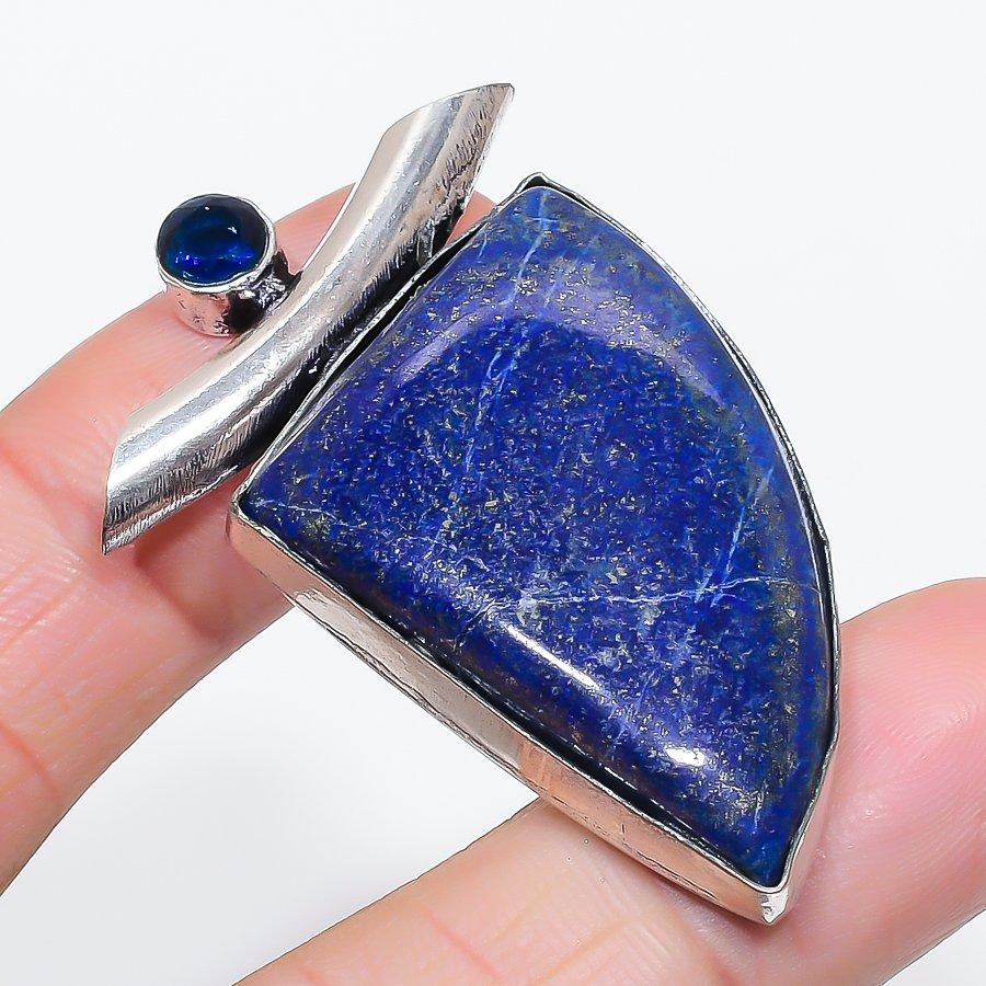 

Натуральный лазурит, топаз 925 стерлинговое серебро ювелирная подвеска 2,05 q1J39