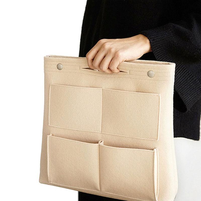 Multi-function Make Up Bag,Felt Insert Purse Organizer,Multi Pocket Cosmetic Bags In Bag Organizer For Tote & Handbag Shaper
