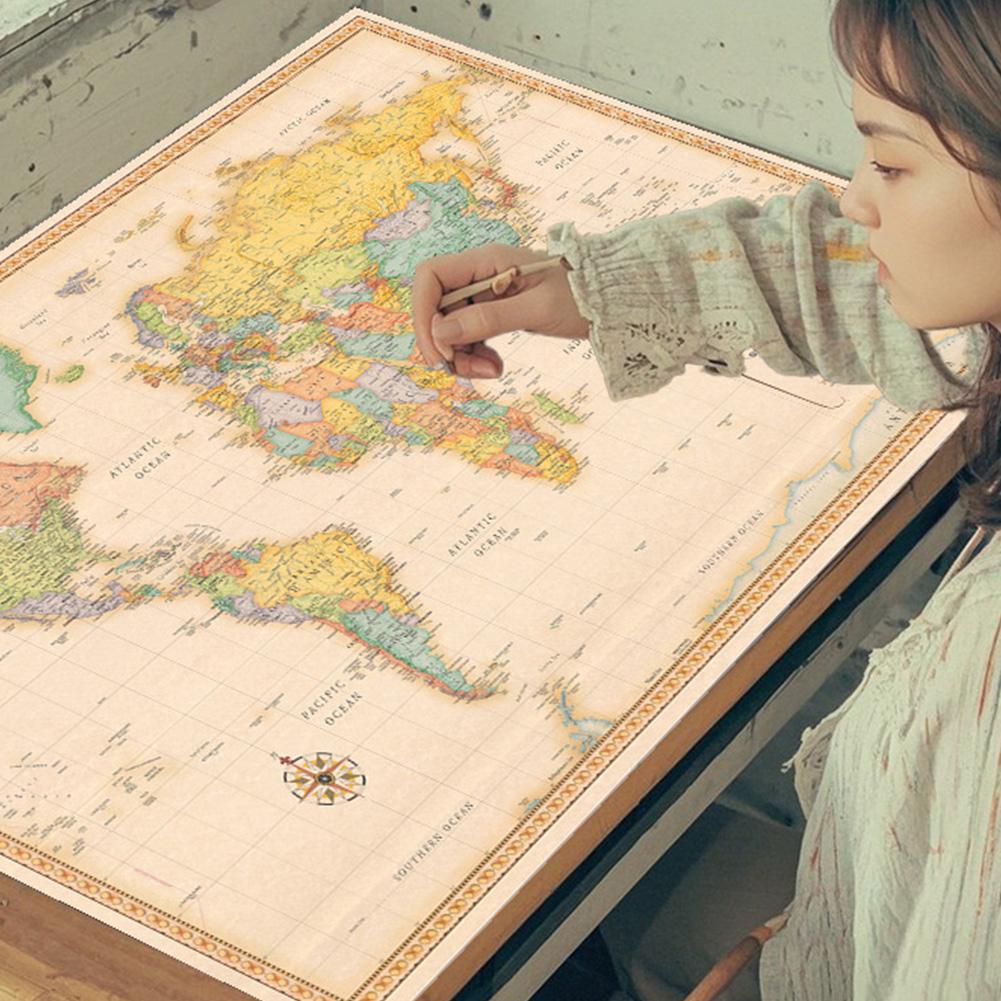 Weltkarte Wandbehang, Vintage Bildungsdeko, Horizontales Design für Klassenzimmer, Studentenwohnheim & Heimdeko, Weltkarte Wanddeko, Klassenzimmerdekoration