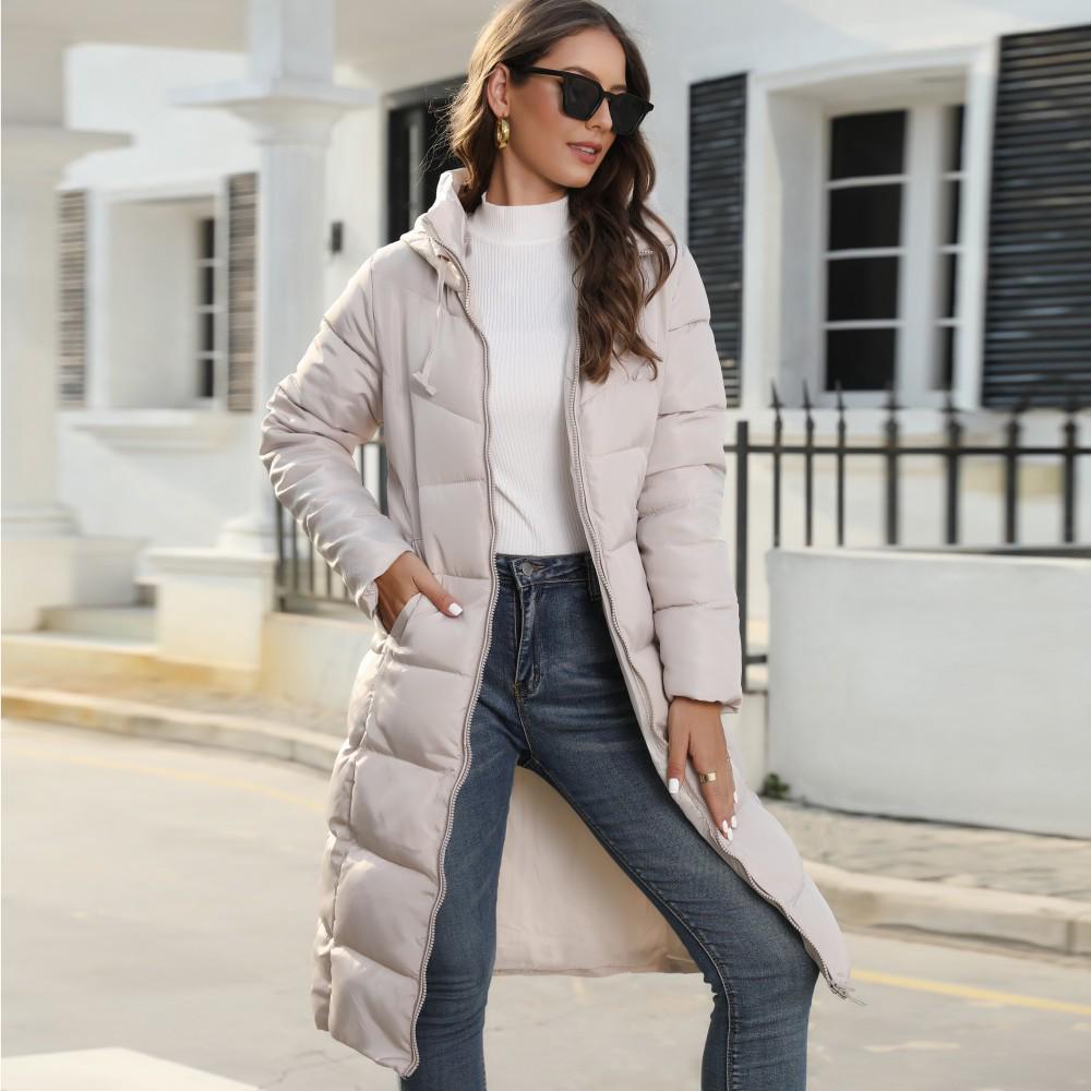 Women's Winter Hooded Slim-fit Mid-length Cotton Jacket