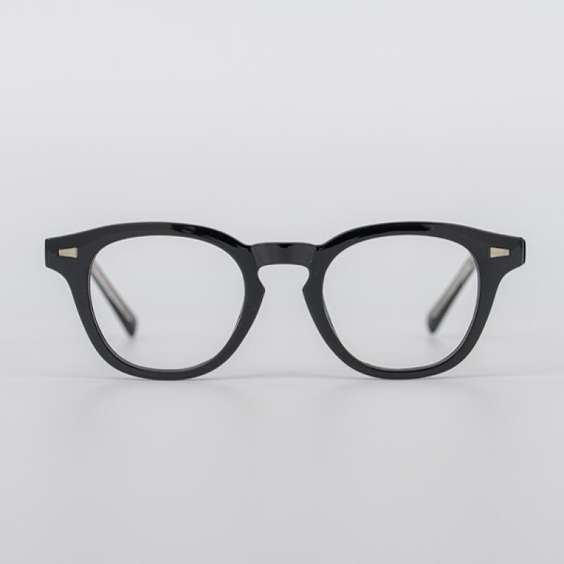 SBKA Ted2-C01 Round Horn-Rimmed Glasses (Blue Light Blocking)