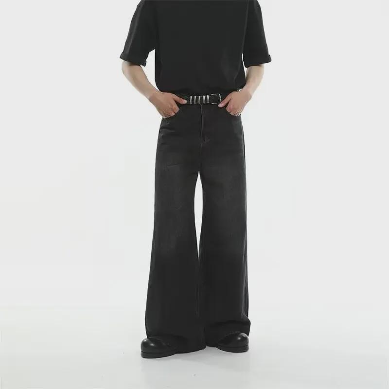 Men's Autumn Retro Flared Jeans: Trendy Loose, Wide-Leg Straight-Fit Trousers