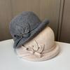 Ladies Crimped Bucket Hat Elegant Versatile Felt Hat Three-Dimensional Flower Woolen Top Hat Autumn And Winter Retro Pot Hat