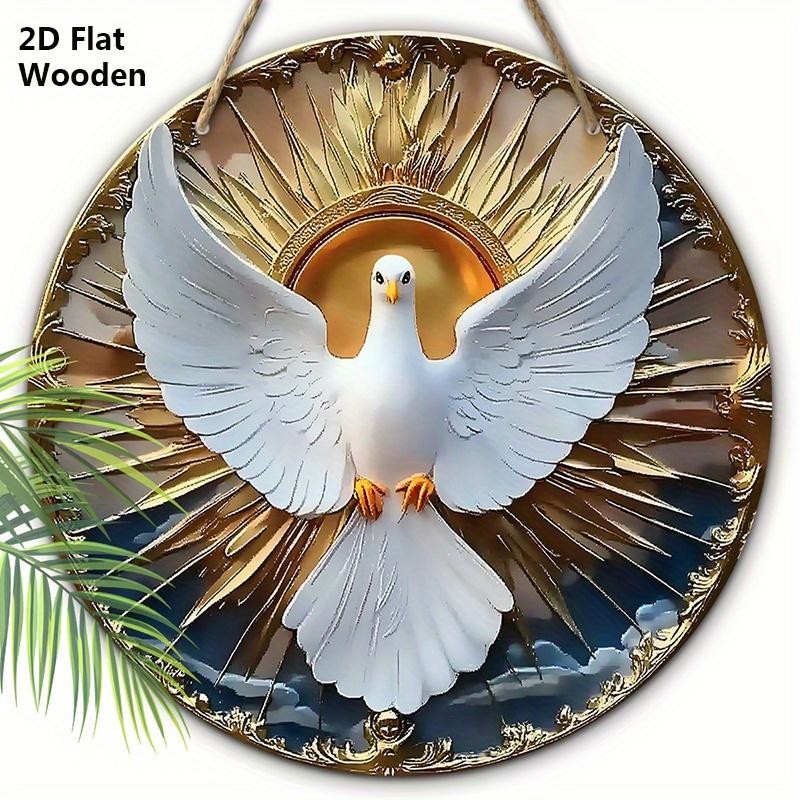 Christian Holy Spirit Dove Wooden Sign 2D Relief Effect of Christian-Inspired Decor for Home Versatile Hanging Sign for Doors and Walls Wall Decor