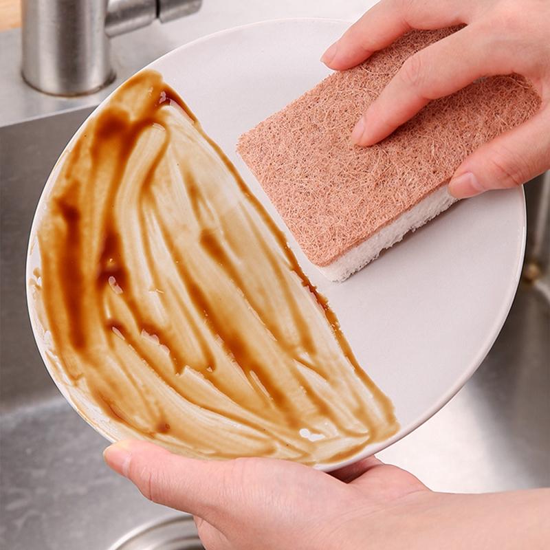 5pcs Double-sided Cleaning Sponges Wipe Scrubbing Pan Pot Dishwashing Scouring Pad Household Tools Kitchen Tableware Brush
