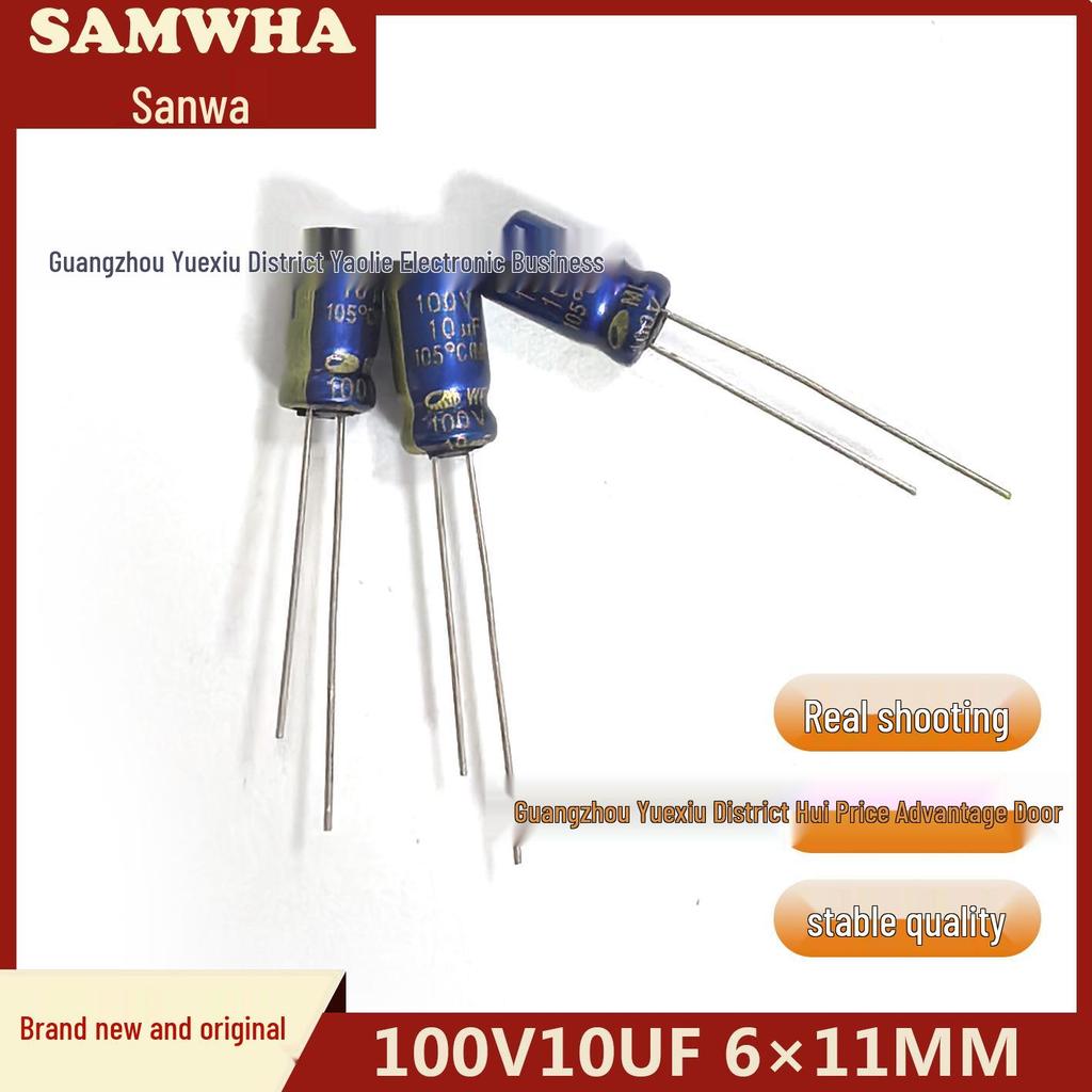 SAMWHA 100V 10uF Electrolytic Capacitor, 6x11mm, Brand New