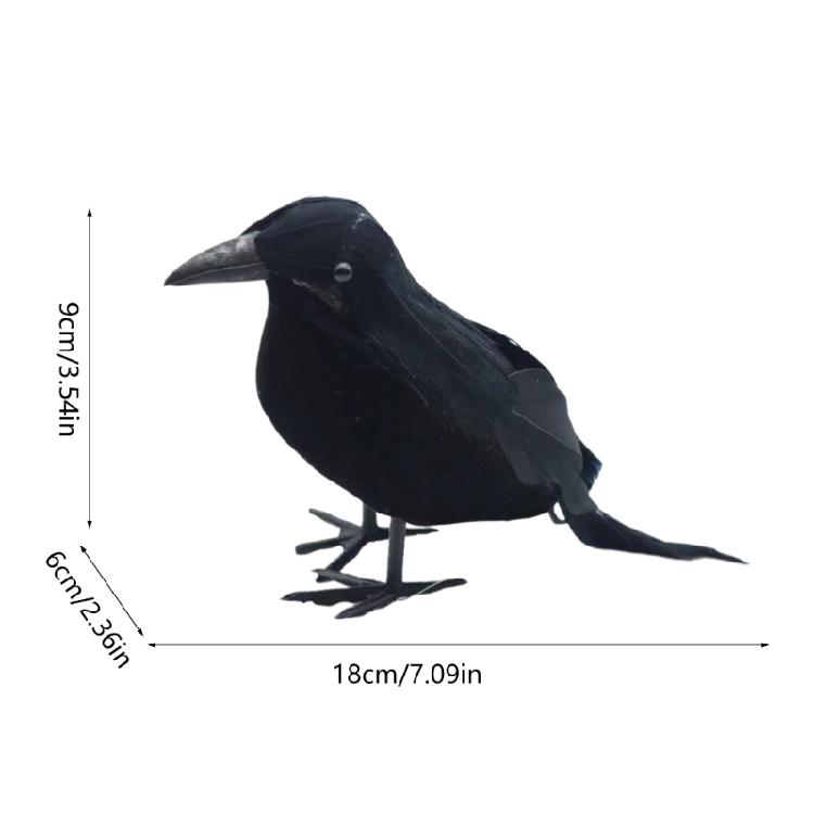 8Pcs/Pack Realistic Black Feathered Crow Artificial Crows Realistic Feathered Crow for Halloween Decoration