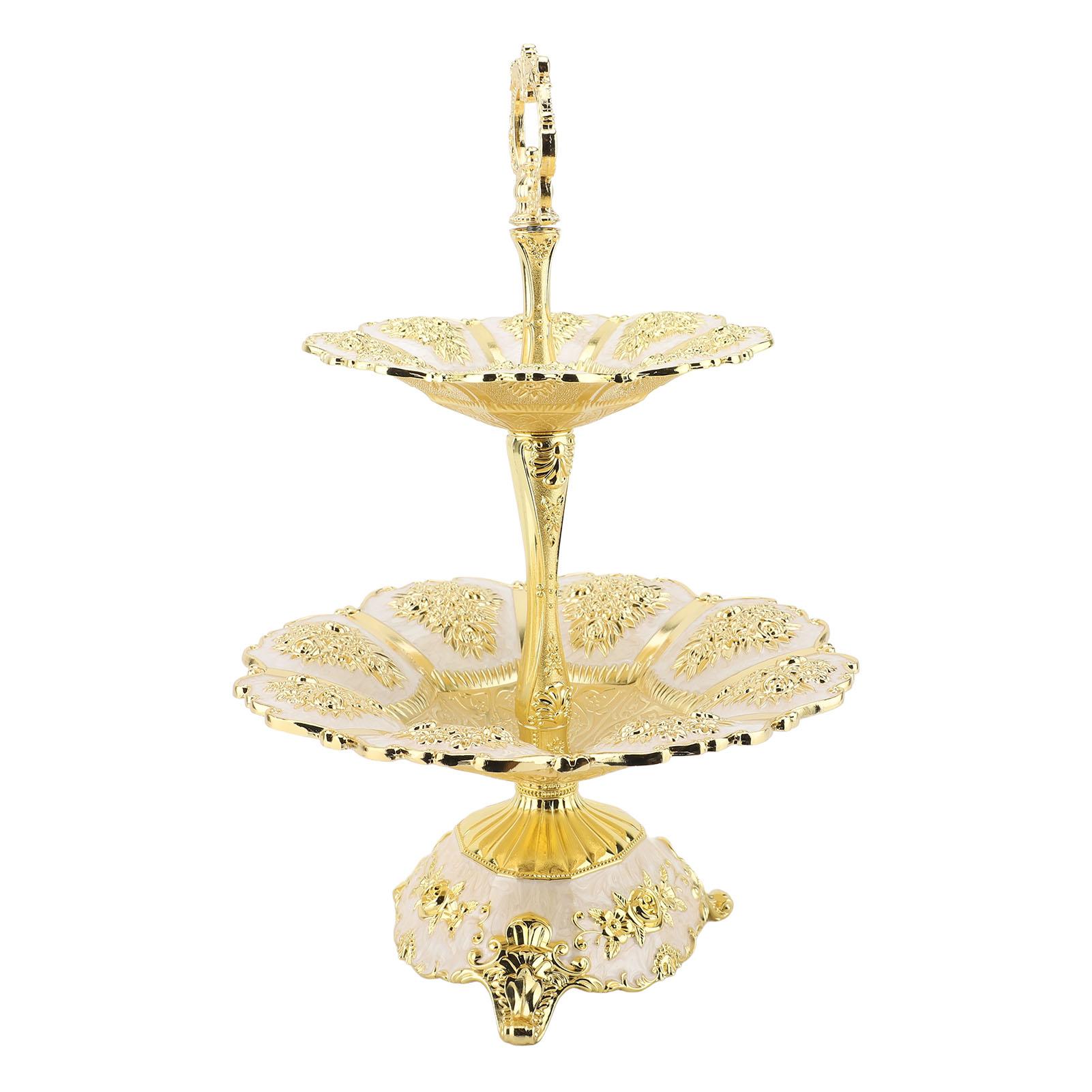 Cup Cake Tower Stand 2 Tier Alloy Elegant Tiered Cake Display Holder Serving Tray