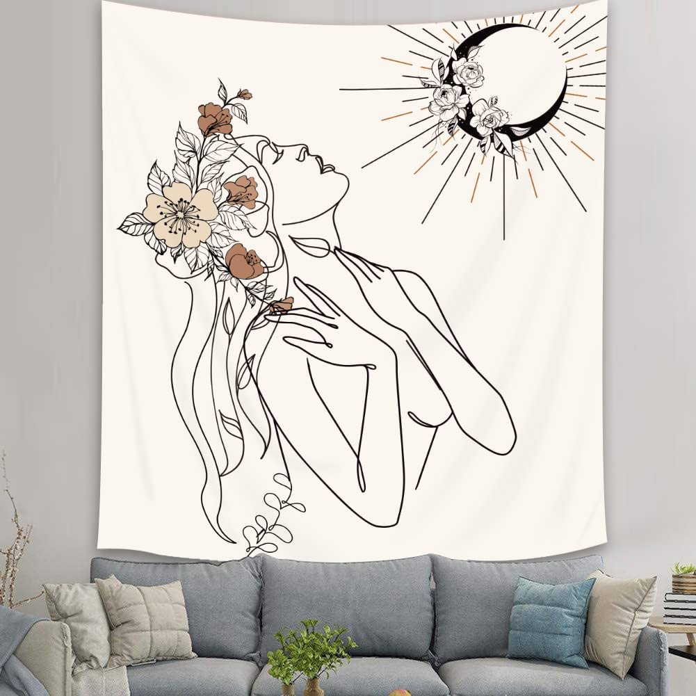 Абстрактная женщина гобелен Эстетический Бохо Домашний декор Бабочка Ткань Настенный — фото 9