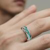 Fashion 8mm Men Stainless Steel Ring with Turquoise and Marble Stones Inlay Rings for Men Women Wedding Jewelry Drop Shipping
